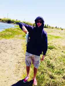 Potentially the world's smaller Striper caught on a eel spoon