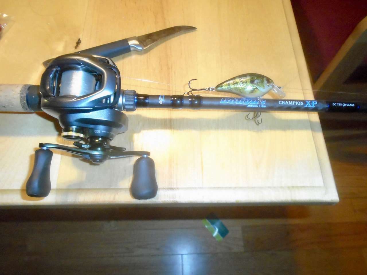 1st ever baitcaster, Curado DC, on a custom rod (traded for it to