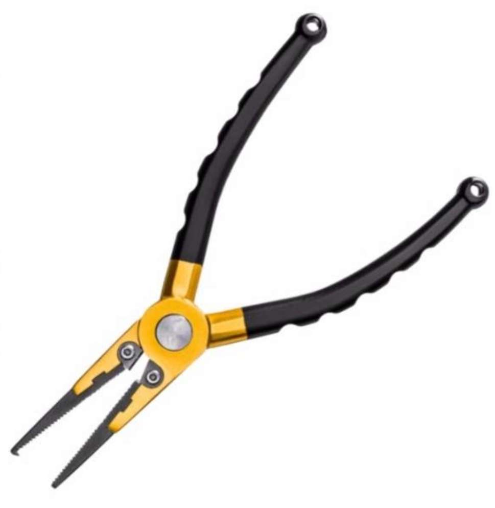 Loud Mouth Bass - fishing pliers, needle nose pliers, spit ring pliers,  stainless steel pliers, hook remover, fisherman's pliers, line cutter,  tackle pliers, titanium coated