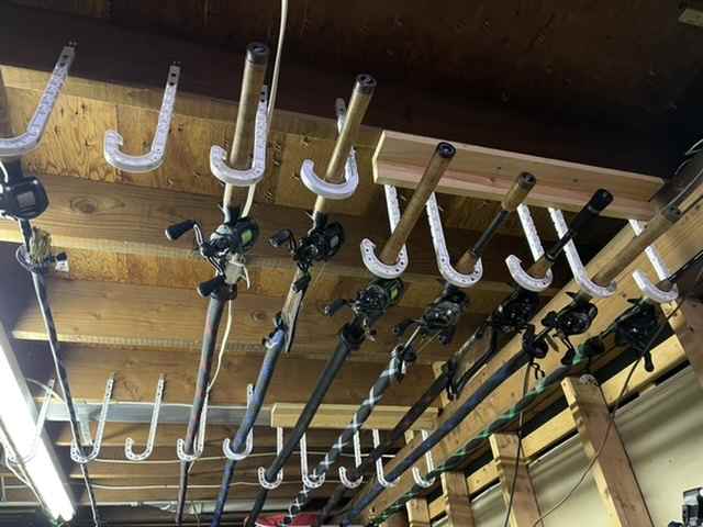 Garage Ceiling Rod Storage - Fishing Rods, Reels, Line, and Knots - Bass  Fishing Forums