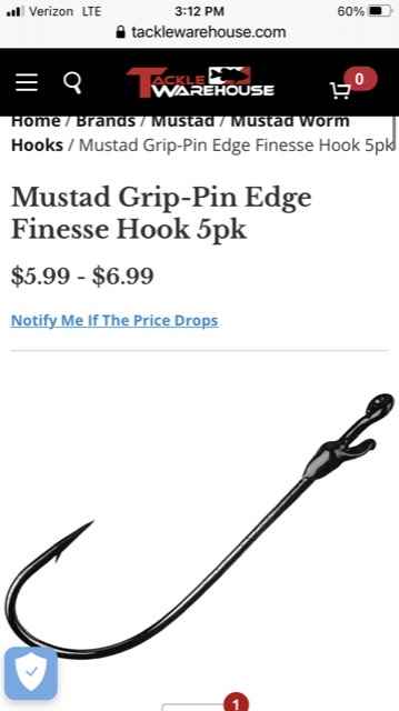 Mustad Grip-Pin Edge Finesse Hook 5pk