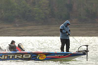 Bass tournament veteran Brian Snowden knows a thing or two about fishing bluffs, especially on the Ozark lakes of Missouri, his home state. While they’ll produce bass on summer mornings, he catches the most from them between late fall and early spring. Photo courtesy of B.A.S.S. / Seigo Saito