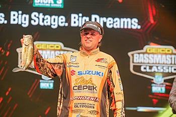 Catching the most bass from one spot starts before the first cast. Bassmaster Elite Series angler Clifford Pirch prefers to fish the edges of cover before moving to its middle. That way he doesn’t pull hooked bass over the top of bass holding along the edges, spooking the latter in the process. Photo courtesy of B.A.S.S. / Seigo Saito