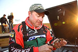 Mike McClelland trims a jig