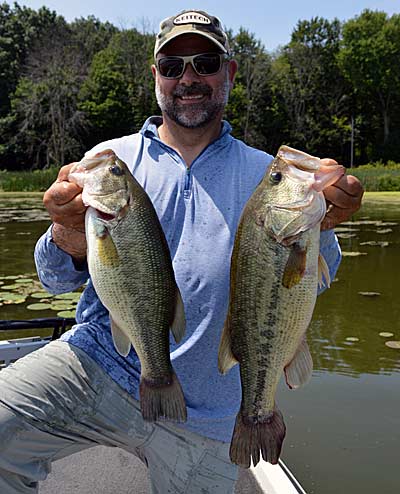 Big bass wallow in matted aquatic vegetation throughout August and well into September in most places. Plenty of protective cover and prey are the biggest attractions. Photo by Pete M. Anderson