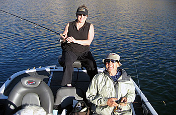 My sister Bonnie and my husband Jerry enjoying a day out on the lake with me.