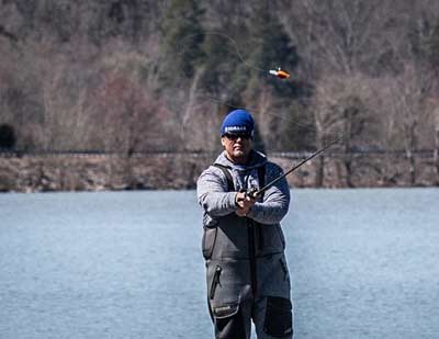 Keith Combs casting a flat-sided crankbait. Photo courtesy of BASS, Shane Durance photographer