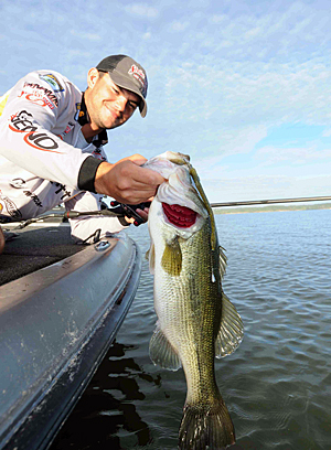 Jordan Lee likes the versatility of a drop shot rig because it allows him to effectively fish either shallow or deep water.