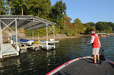 Boat docks become prime cover for bass in the fall when shoreline cover disappears due to winter drawdown on reservoirs.