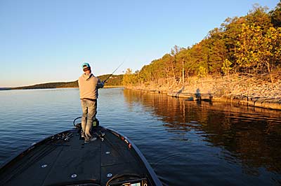 Try steeper rock banks to catch bass on clear-water lakes. 