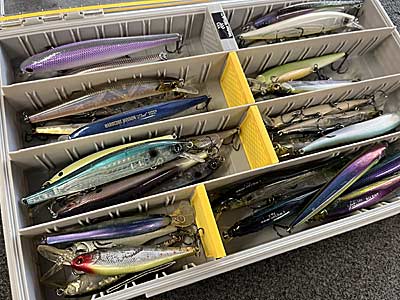 A well-stocked jerkbait box will have a mix of colors, sizes, and diving depths.