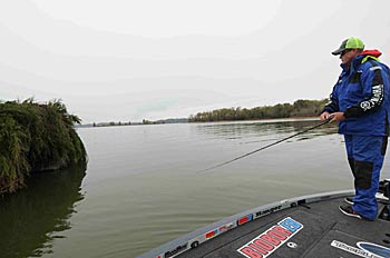 Targeting cover is a key to catching bass in cold, muddy water.