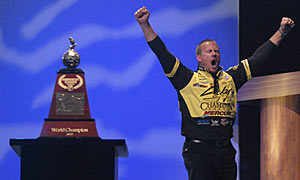 Skeet Reese from Auburn, California celebrates winning the 2009 Bassmaster Classic.