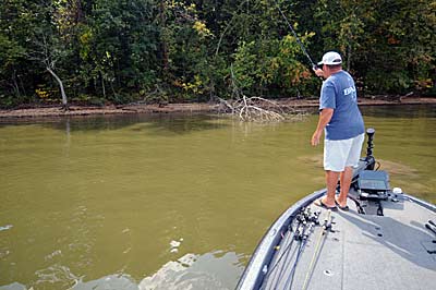 Missouri angler Dennis Berhorst targets shallow cover in the upper ends of reservoirs in the late summer and early fall. 